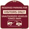 Signmission Reserved Parking for Visitors Unauthorized Vehicles Towed Away Alum Sign, 18" x 18", BU-1818-23070 A-DES-BU-1818-23070 - alternate 1